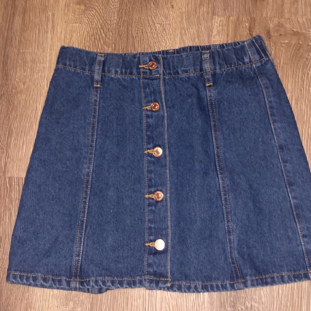 blue jean button up skirt